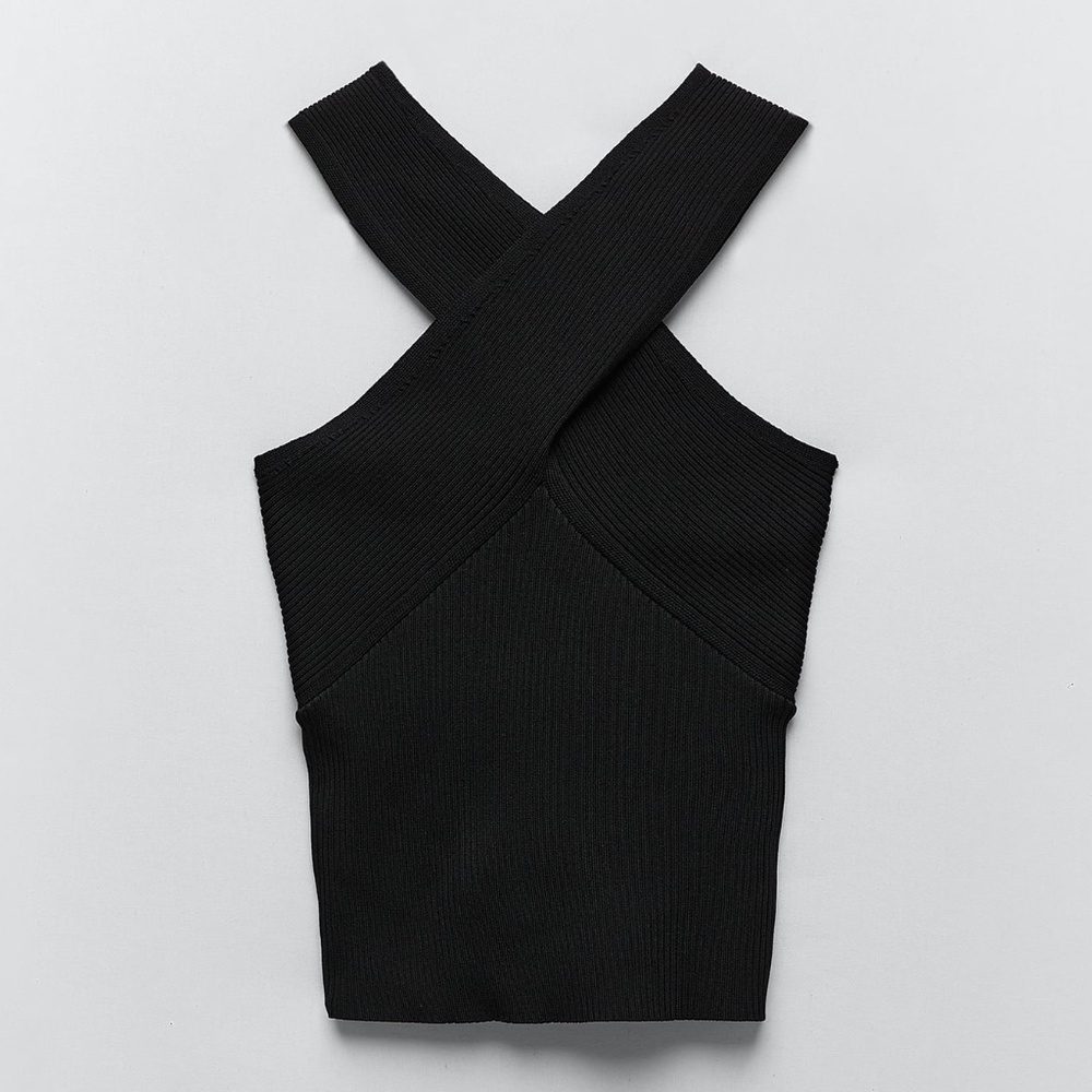 Zara Knit Top With Crossed Straps - Picture 2 of 6